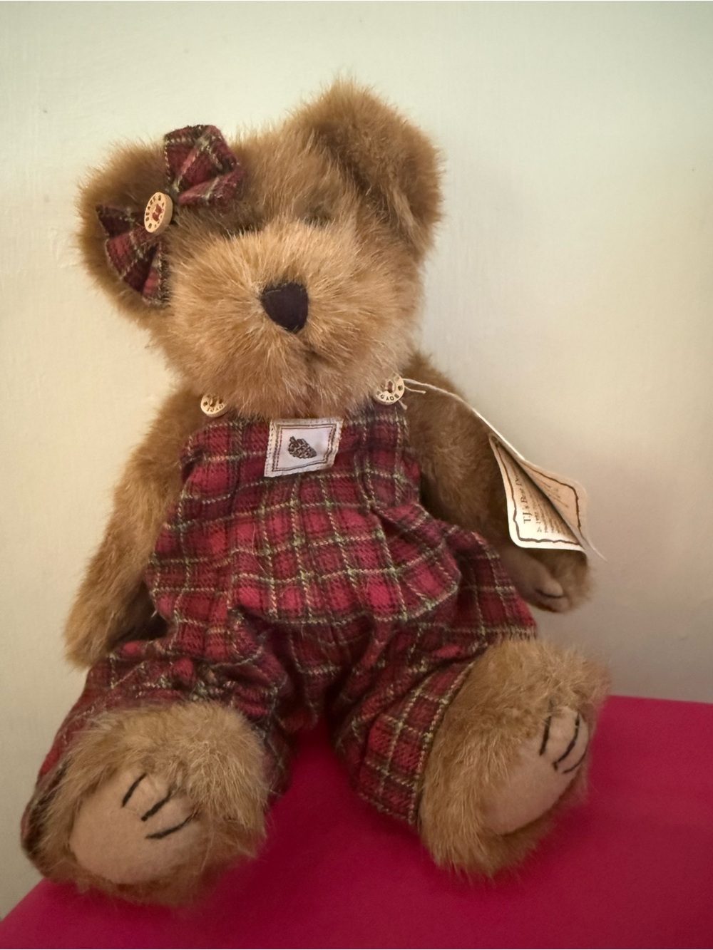 Boyds Bears Brown Teddy in Red Plaid Outfit